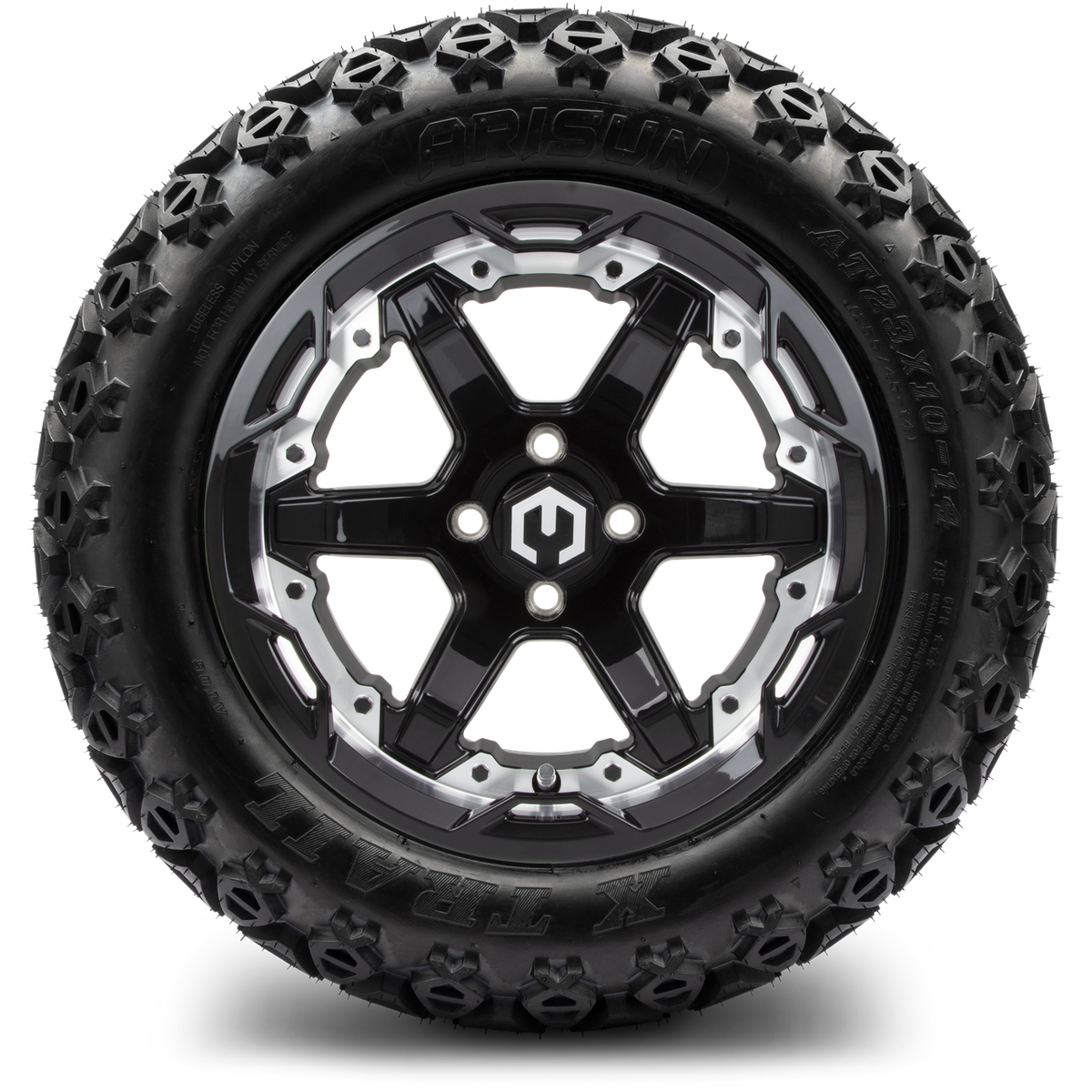 MODZ® 14" Gladiator Machine & Black Wheels and Off-Road Tires Combo