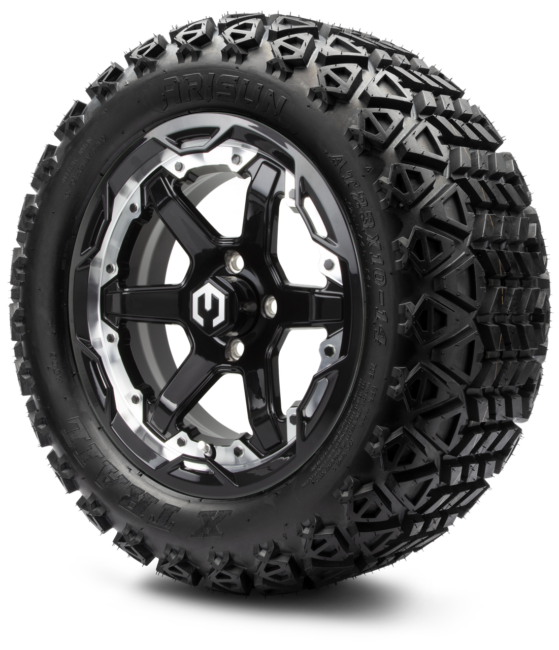 MODZ® 14" Gladiator Machine & Black Wheels and Off-Road Tires Combo