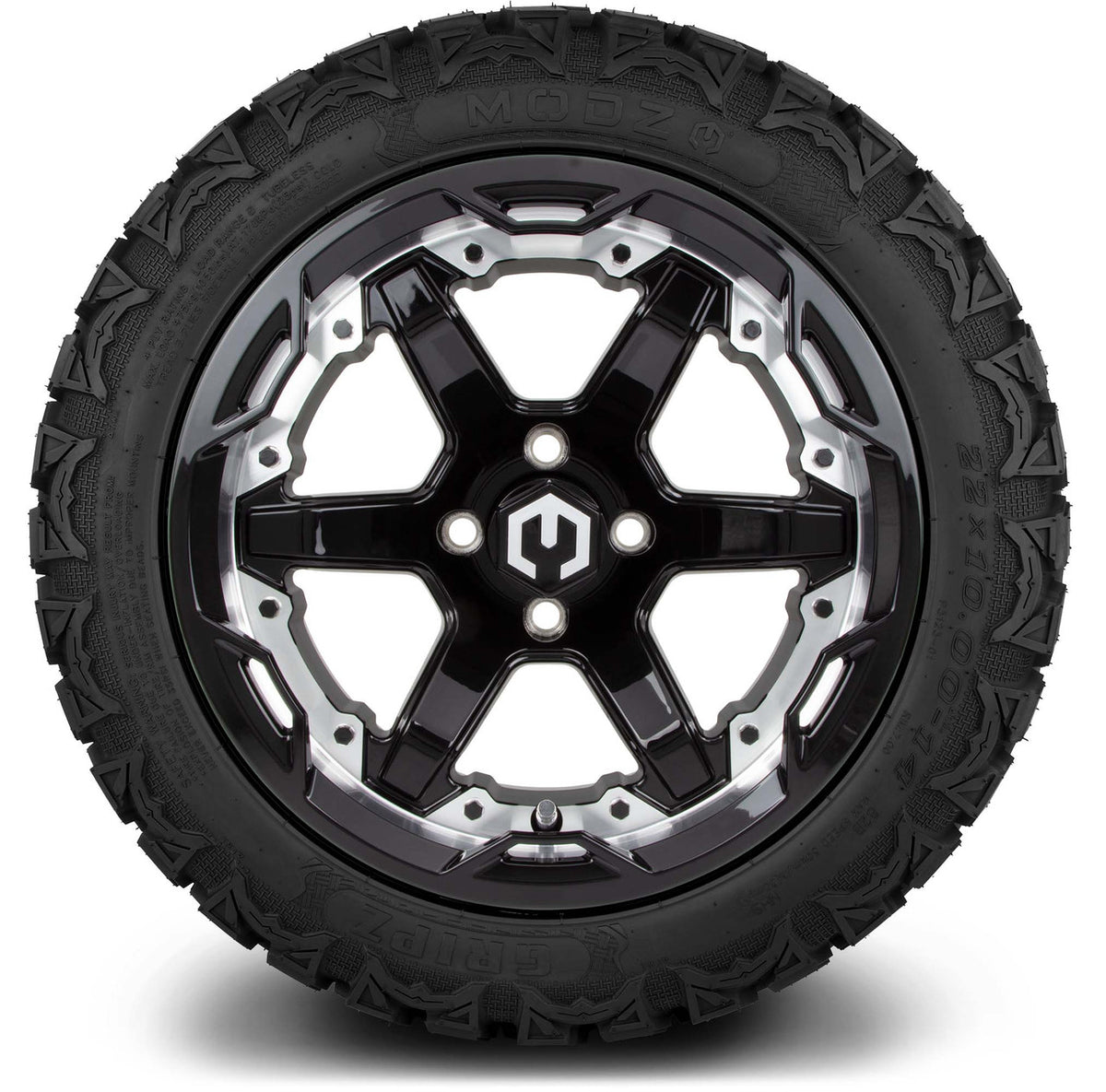 MODZ® 14" Gladiator Machine & Black Wheels and Off-Road Tires Combo