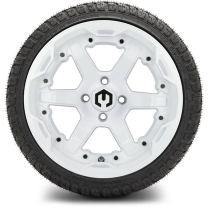 MODZ® 14" Gladiator Glossy White Wheels and Street Tires Combo
