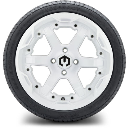 MODZ® 14" Gladiator Glossy White Wheels and Street Tires Combo