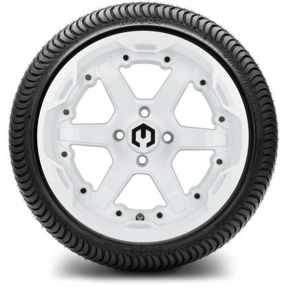 MODZ® 14" Gladiator Glossy White Wheels and Street Tires Combo