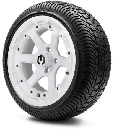 MODZ® 14" Gladiator Glossy White Wheels and Street Tires Combo
