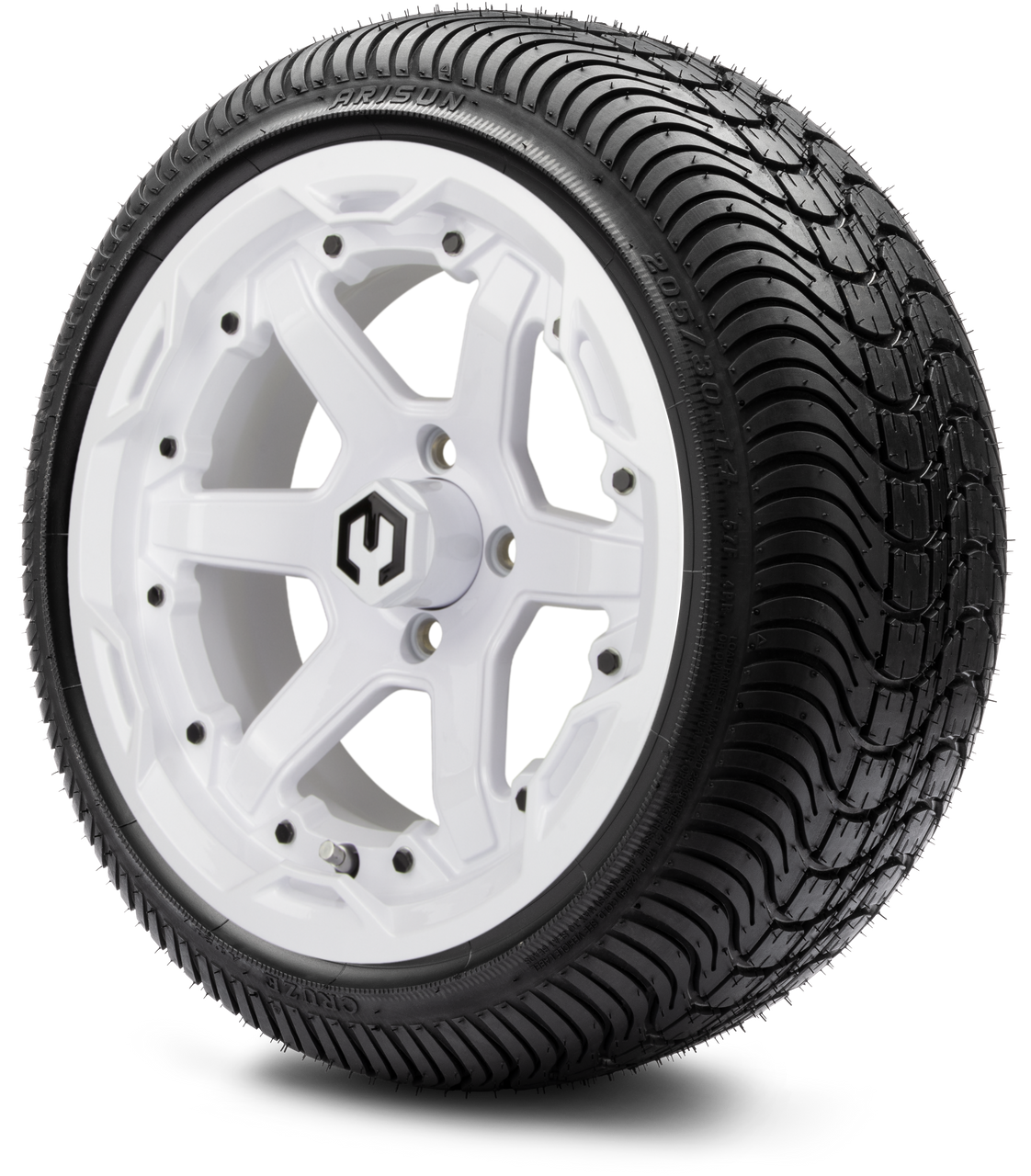 MODZ® 14" Gladiator Glossy White Wheels and Street Tires Combo