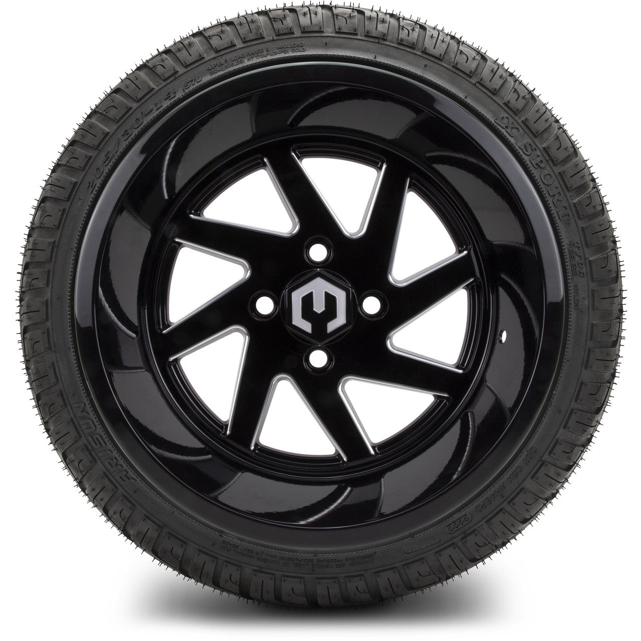 MODZ® 14" Fury Glossy Black with Ball Mill Wheels & Street Tires Combo
