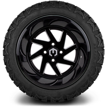 MODZ® 14" Fury Glossy Black with Ball Mill Wheels & Off-Road Tires Combo