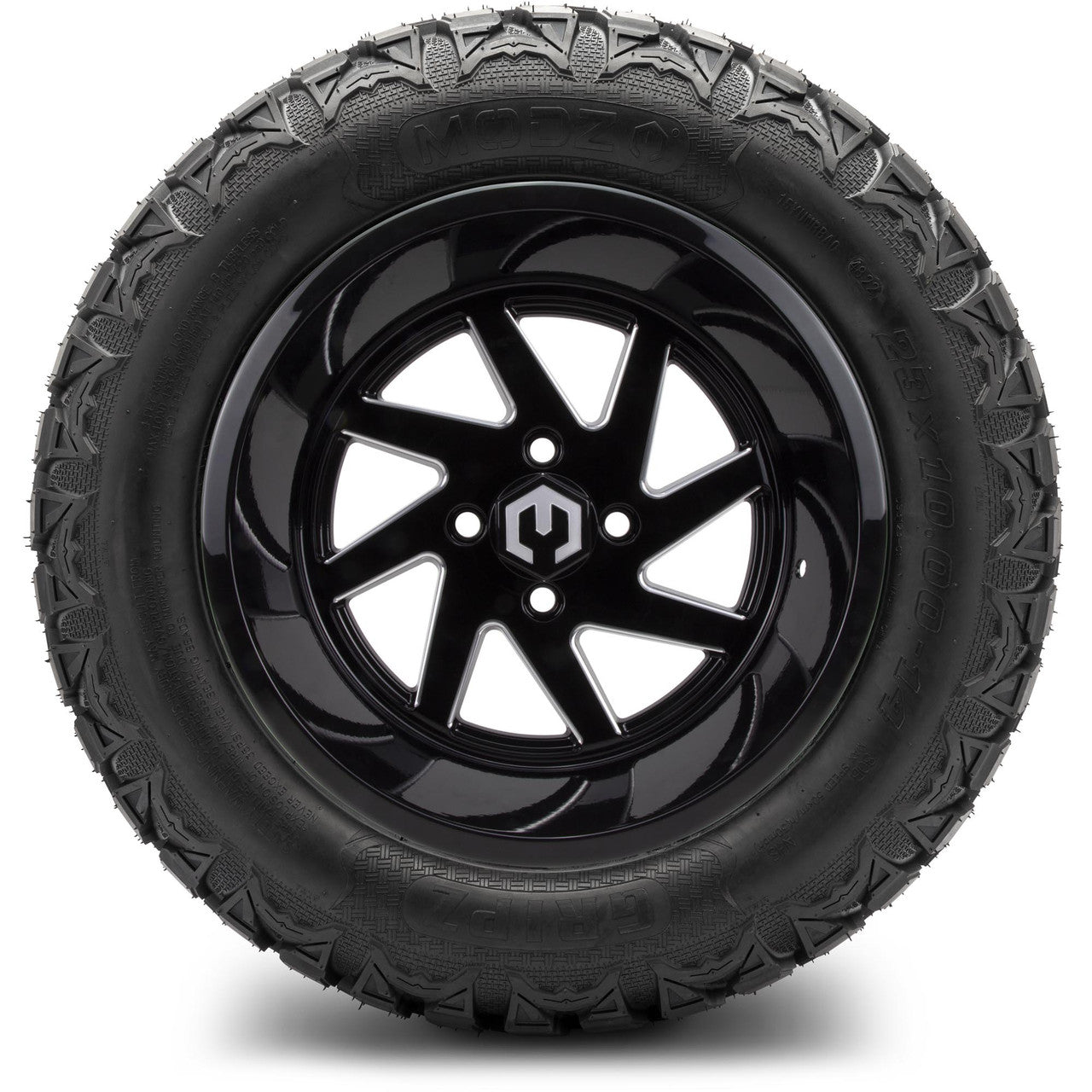 MODZ® 14" Fury Glossy Black with Ball Mill Wheels & Off-Road Tires Combo