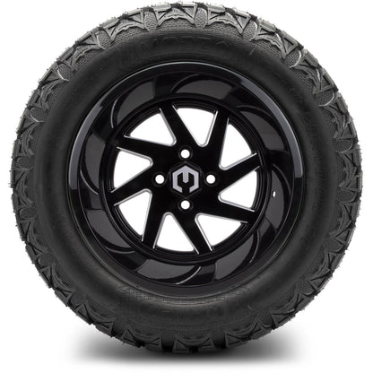 MODZ® 14" Fury Glossy Black with Ball Mill Wheels & Off-Road Tires Combo