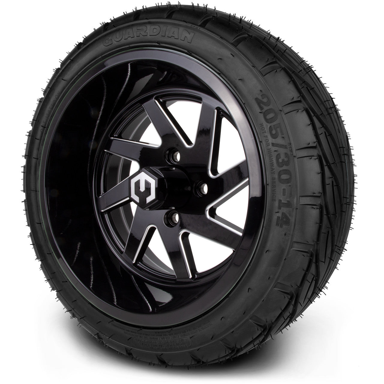 MODZ® 14" Fury Glossy Black with Ball Mill Wheels & Street Tires Combo