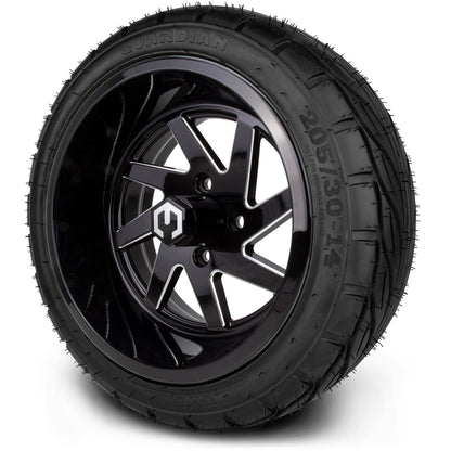 MODZ® 14" Fury Glossy Black with Ball Mill Wheels & Street Tires Combo