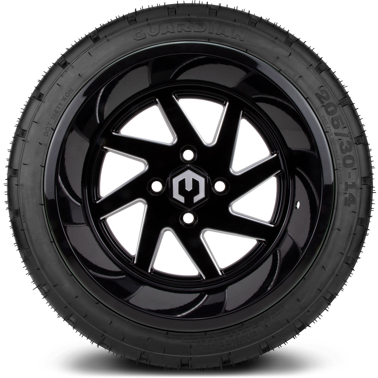 MODZ® 14" Fury Glossy Black with Ball Mill Wheels & Street Tires Combo