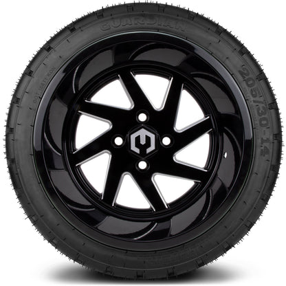 MODZ® 14" Fury Glossy Black with Ball Mill Wheels & Street Tires Combo