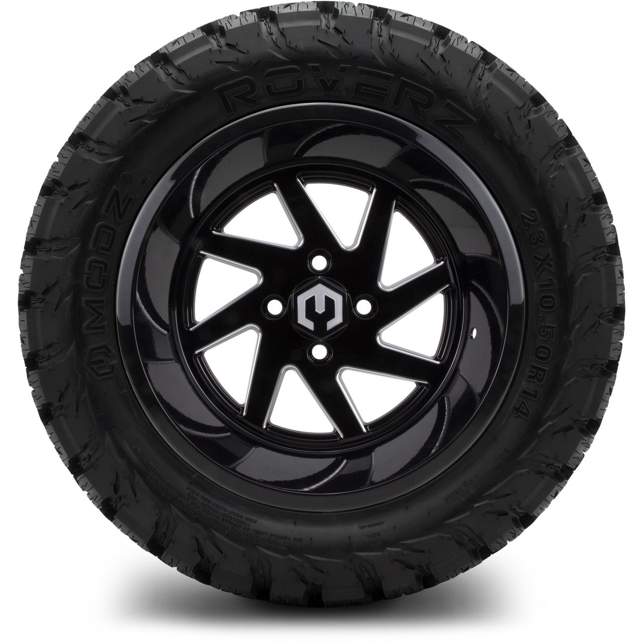 MODZ® 14" Fury Glossy Black with Ball Mill Wheels & Off-Road Tires Combo