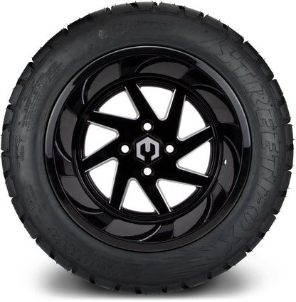 MODZ® 14" Fury Glossy Black with Ball Mill Wheels & Street Tires Combo