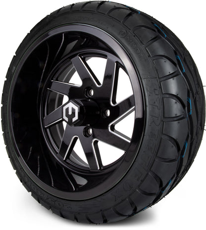 MODZ® 14" Fury Glossy Black with Ball Mill Wheels & Street Tires Combo