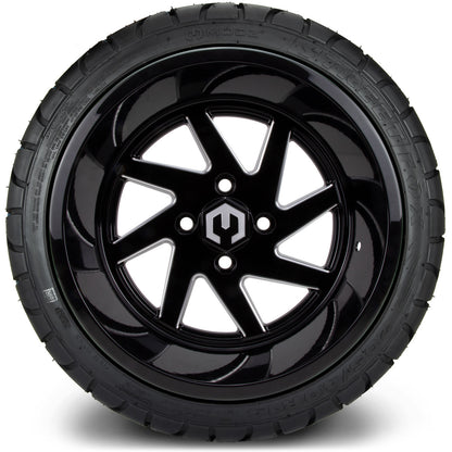 MODZ® 14" Fury Glossy Black with Ball Mill Wheels & Street Tires Combo