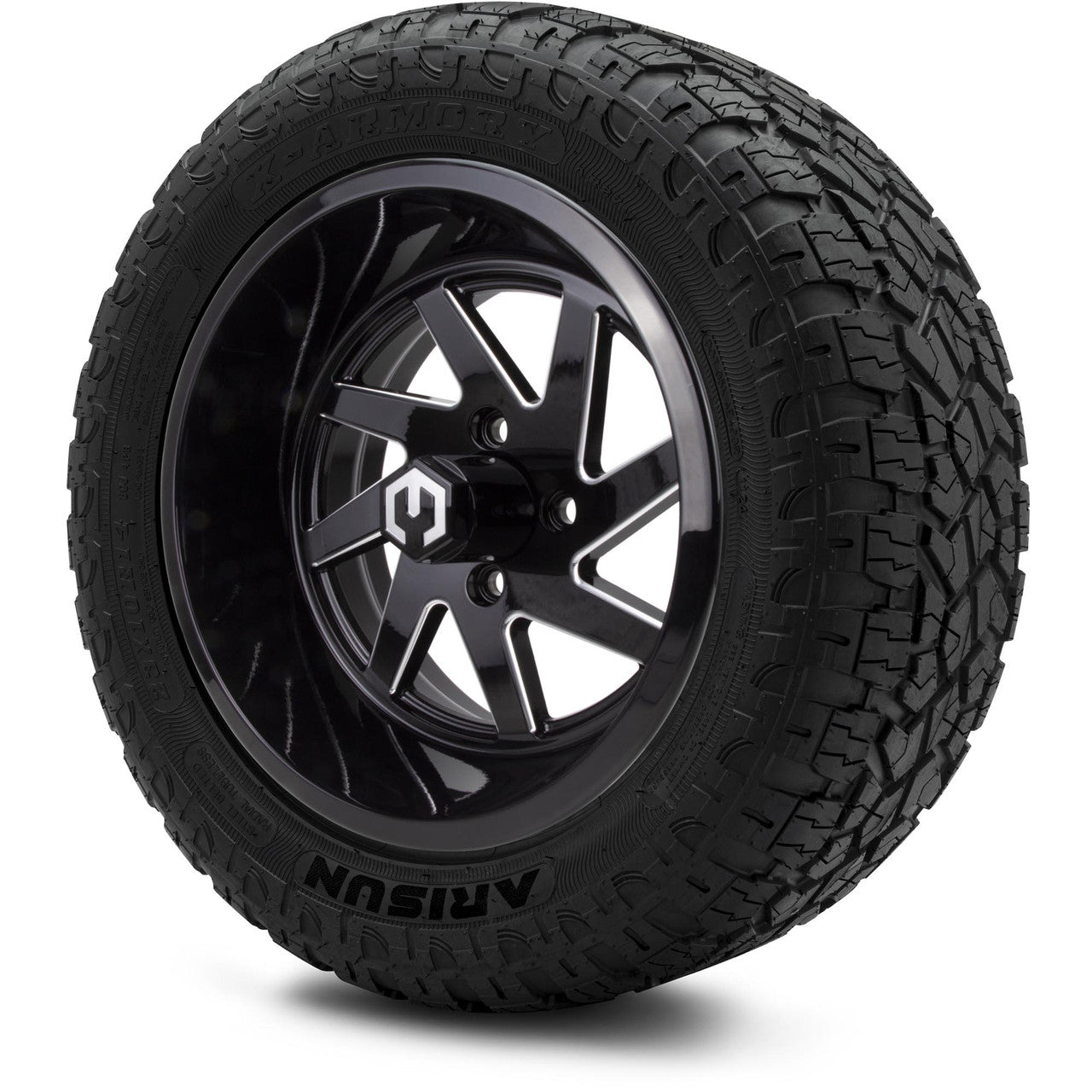 MODZ® 14" Fury Glossy Black with Ball Mill Wheels & Off-Road Tires Combo