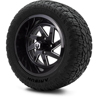 MODZ® 14" Fury Glossy Black with Ball Mill Wheels & Off-Road Tires Combo