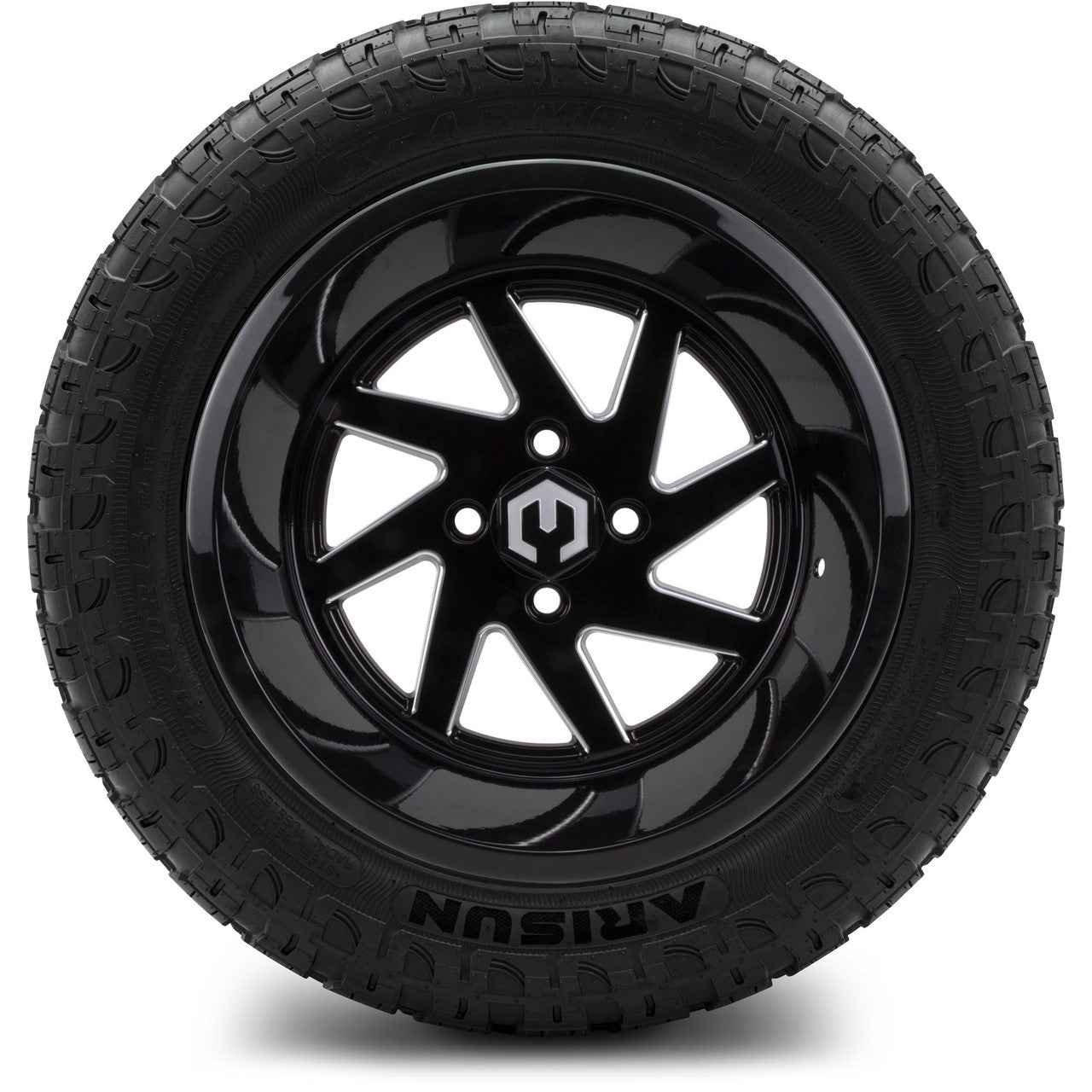 MODZ® 14" Fury Glossy Black with Ball Mill Wheels & Off-Road Tires Combo