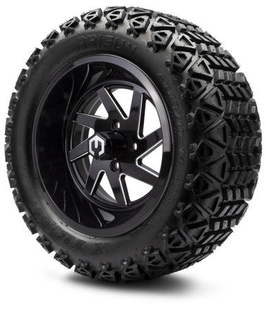 MODZ® 14" Fury Glossy Black with Ball Mill Wheels & Off-Road Tires Combo