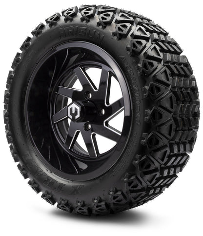 MODZ® 14" Fury Glossy Black with Ball Mill Wheels & Off-Road Tires Combo