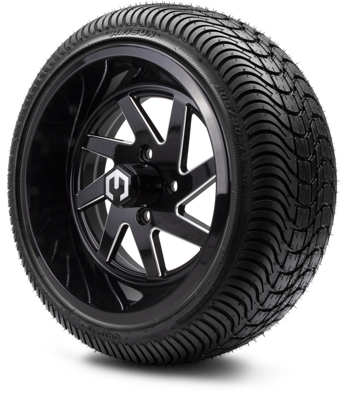 MODZ® 14" Fury Glossy Black with Ball Mill Wheels & Street Tires Combo