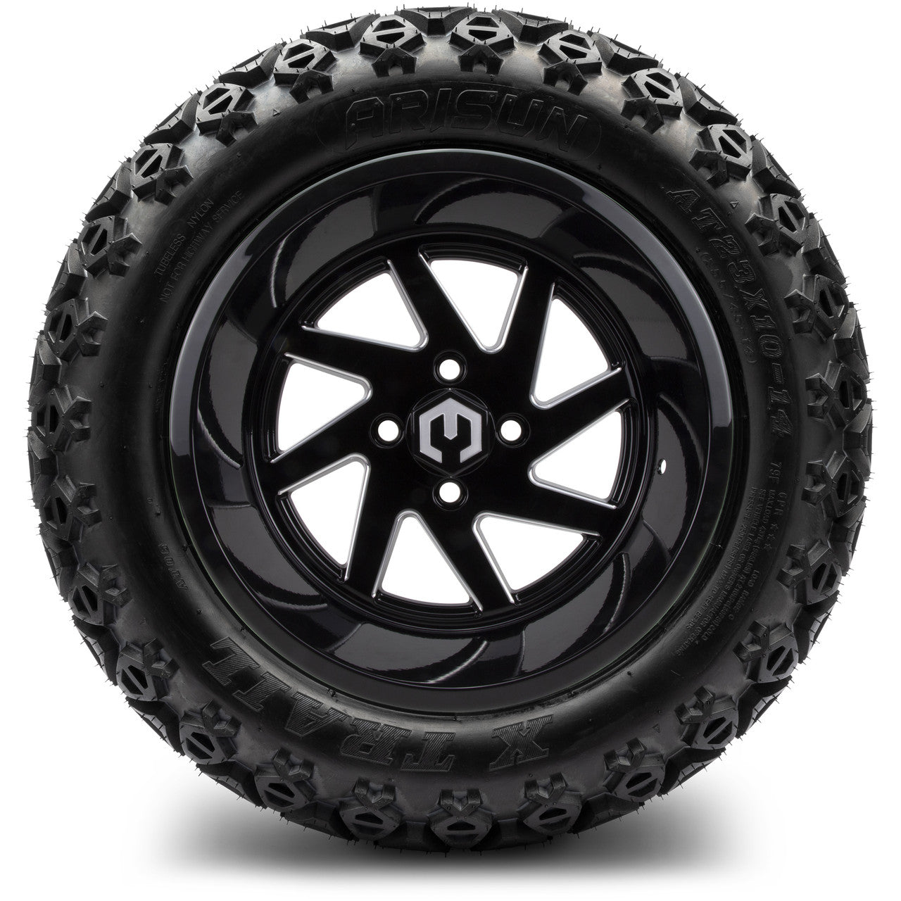 MODZ® 14" Fury Glossy Black with Ball Mill Wheels & Off-Road Tires Combo
