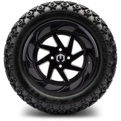 MODZ® 14" Fury Glossy Black with Ball Mill Wheels & Off-Road Tires Combo