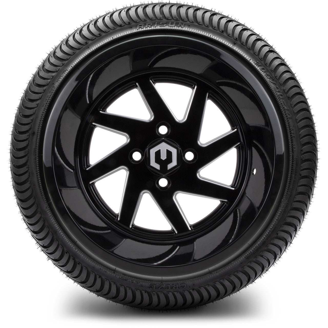 MODZ® 14" Fury Glossy Black with Ball Mill Wheels & Street Tires Combo