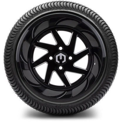 MODZ® 14" Fury Glossy Black with Ball Mill Wheels & Street Tires Combo