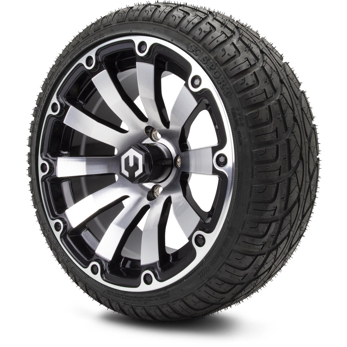 MODZ® 14" Bomber Machined Black Wheels & Street Tires Combo