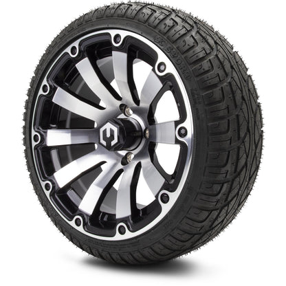 MODZ® 14" Bomber Machined Black Wheels & Street Tires Combo