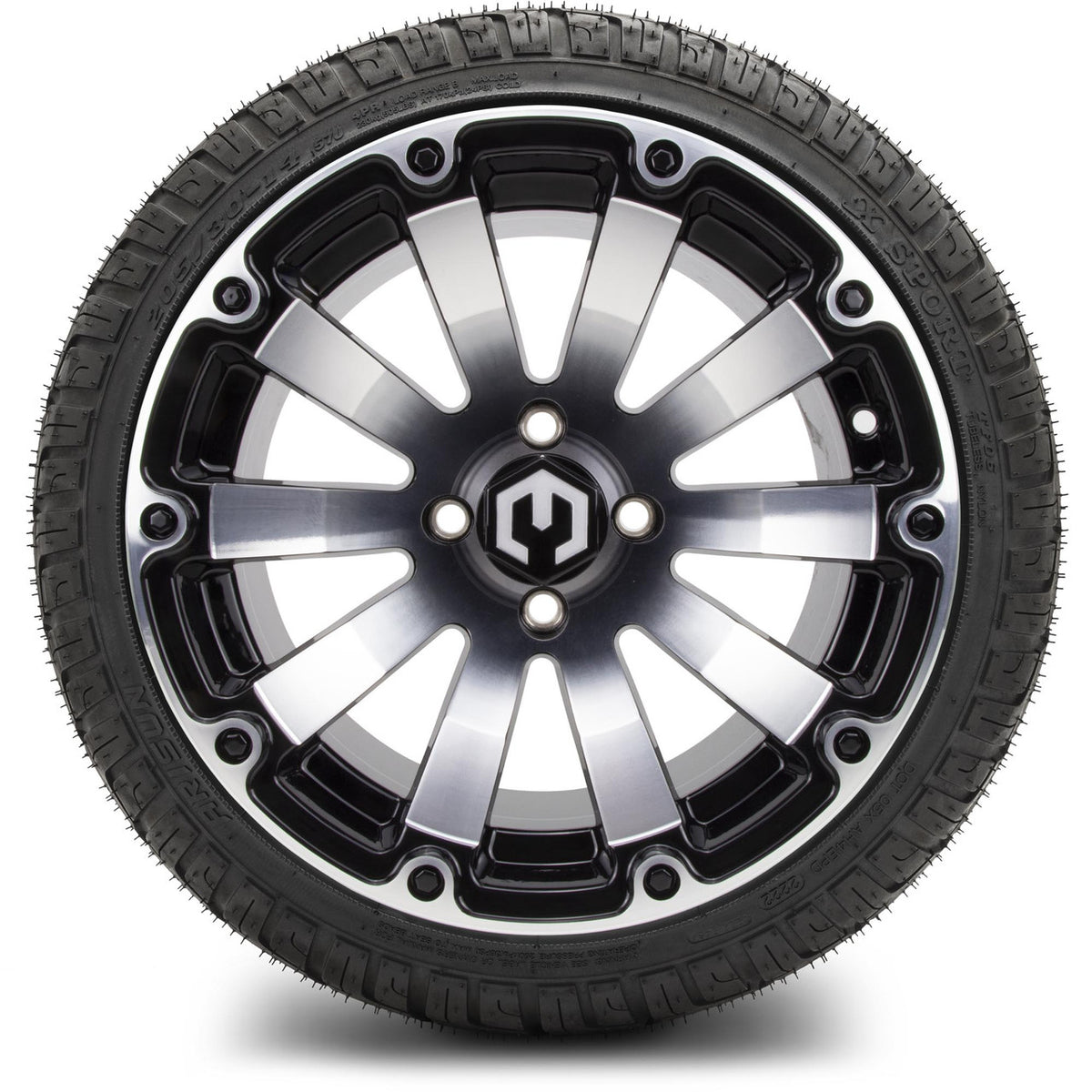 MODZ® 14" Bomber Machined Black Wheels & Street Tires Combo