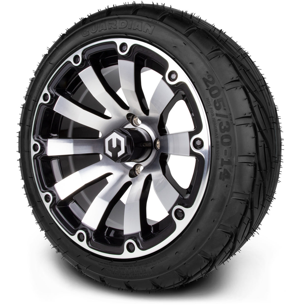 MODZ® 14" Bomber Machined Black Wheels & Street Tires Combo