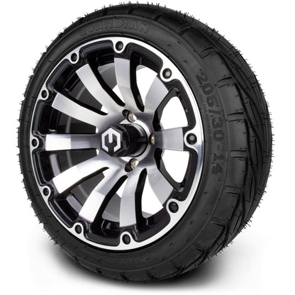 MODZ® 14" Bomber Machined Black Wheels & Street Tires Combo