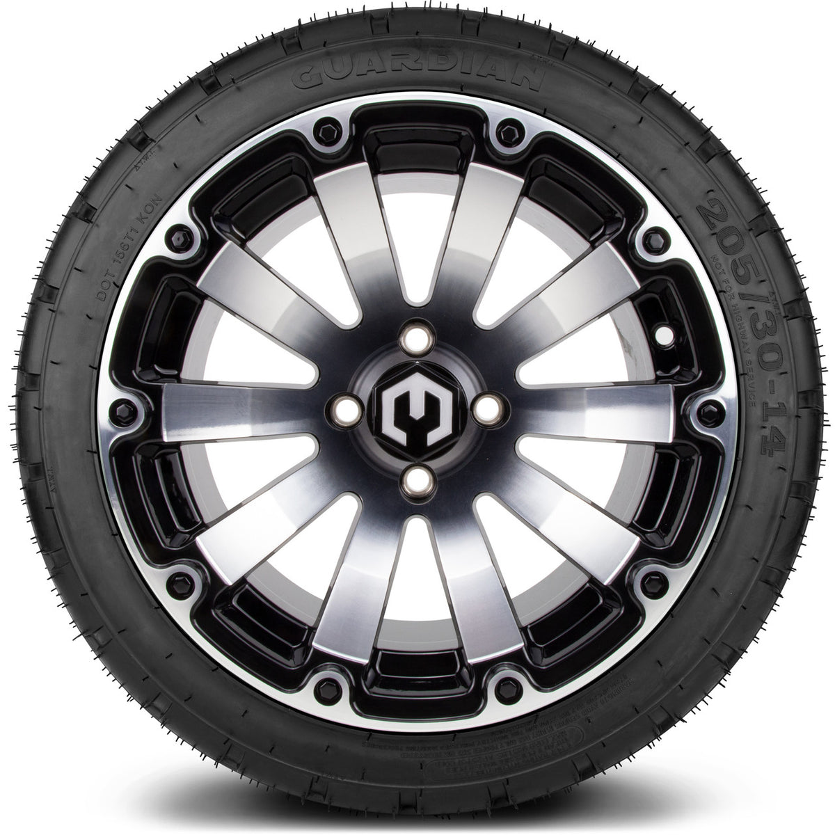 MODZ® 14" Bomber Machined Black Wheels & Street Tires Combo
