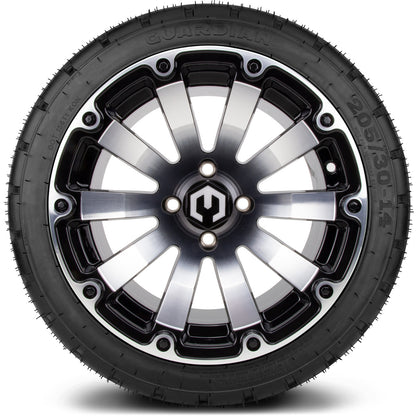 MODZ® 14" Bomber Machined Black Wheels & Street Tires Combo