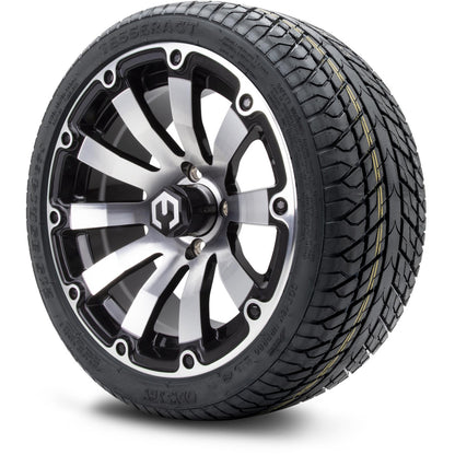 MODZ® 14" Bomber Machined Black Wheels & Street Tires Combo