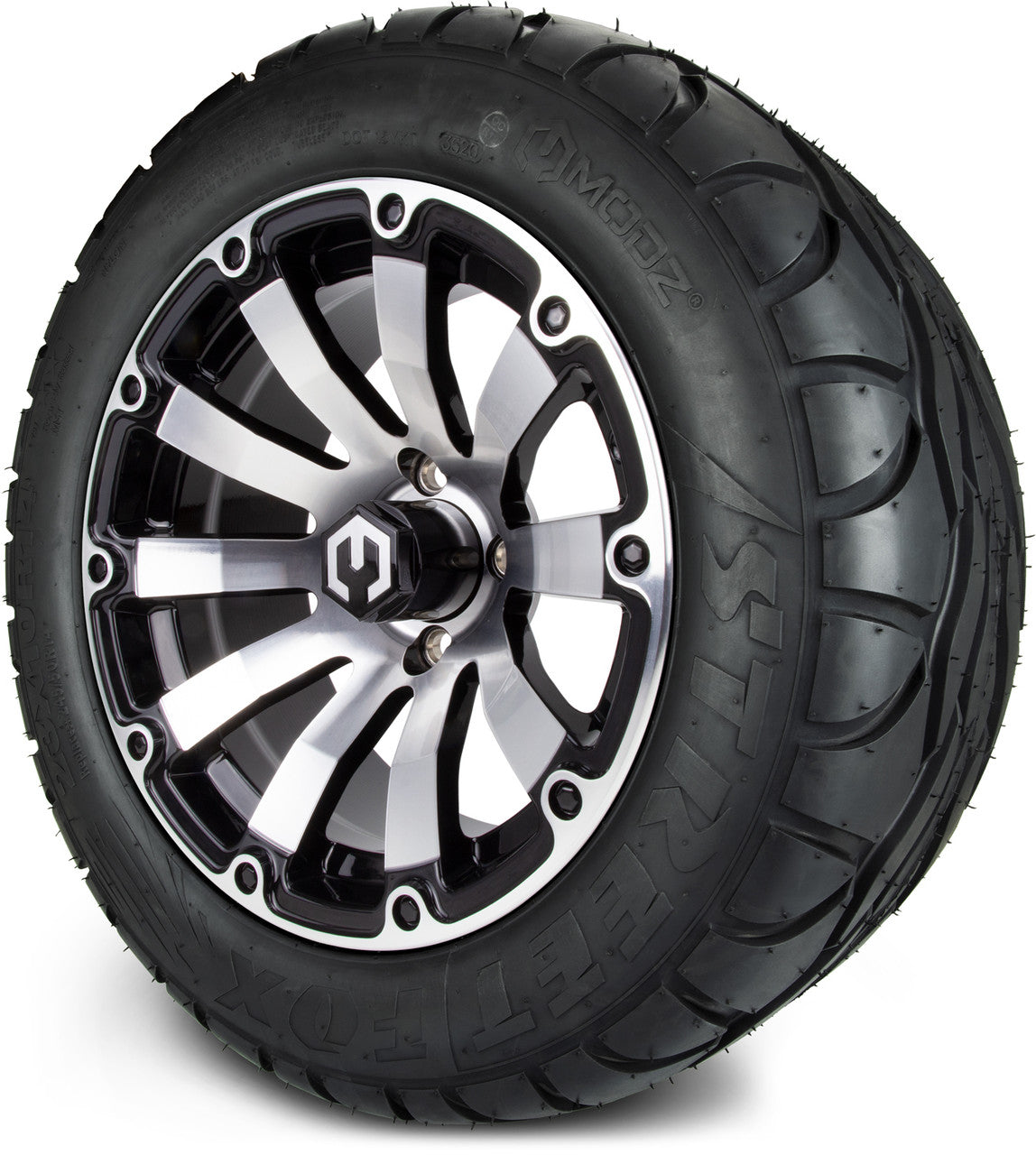 MODZ® 14" Bomber Machined Black Wheels & Street Tires Combo