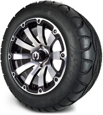 MODZ® 14" Bomber Machined Black Wheels & Street Tires Combo