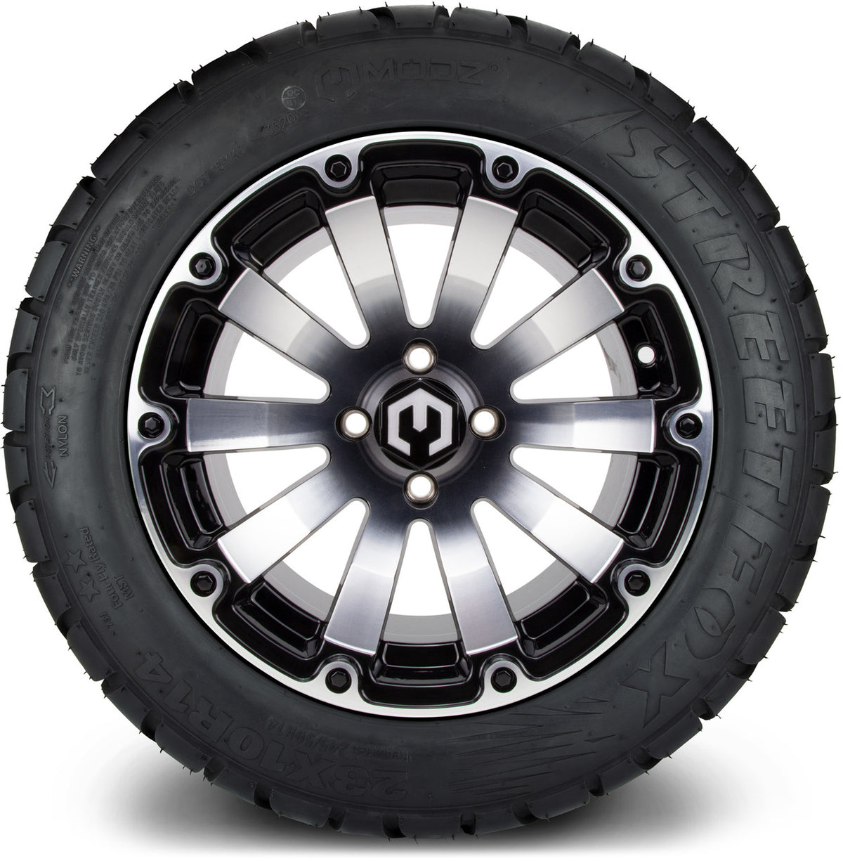 MODZ® 14" Bomber Machined Black Wheels & Street Tires Combo