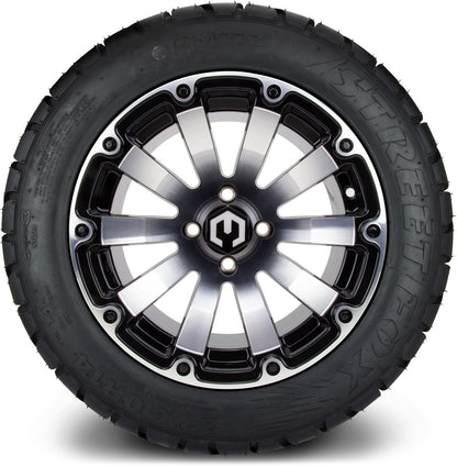 MODZ® 14" Bomber Machined Black Wheels & Street Tires Combo