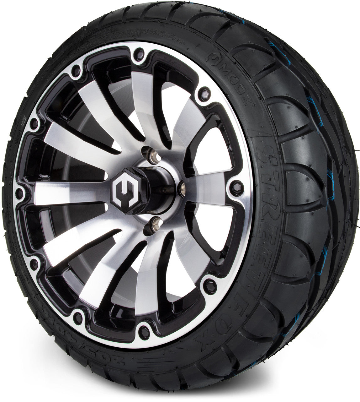 MODZ® 14" Bomber Machined Black Wheels & Street Tires Combo