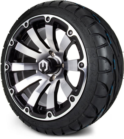MODZ® 14" Bomber Machined Black Wheels & Street Tires Combo