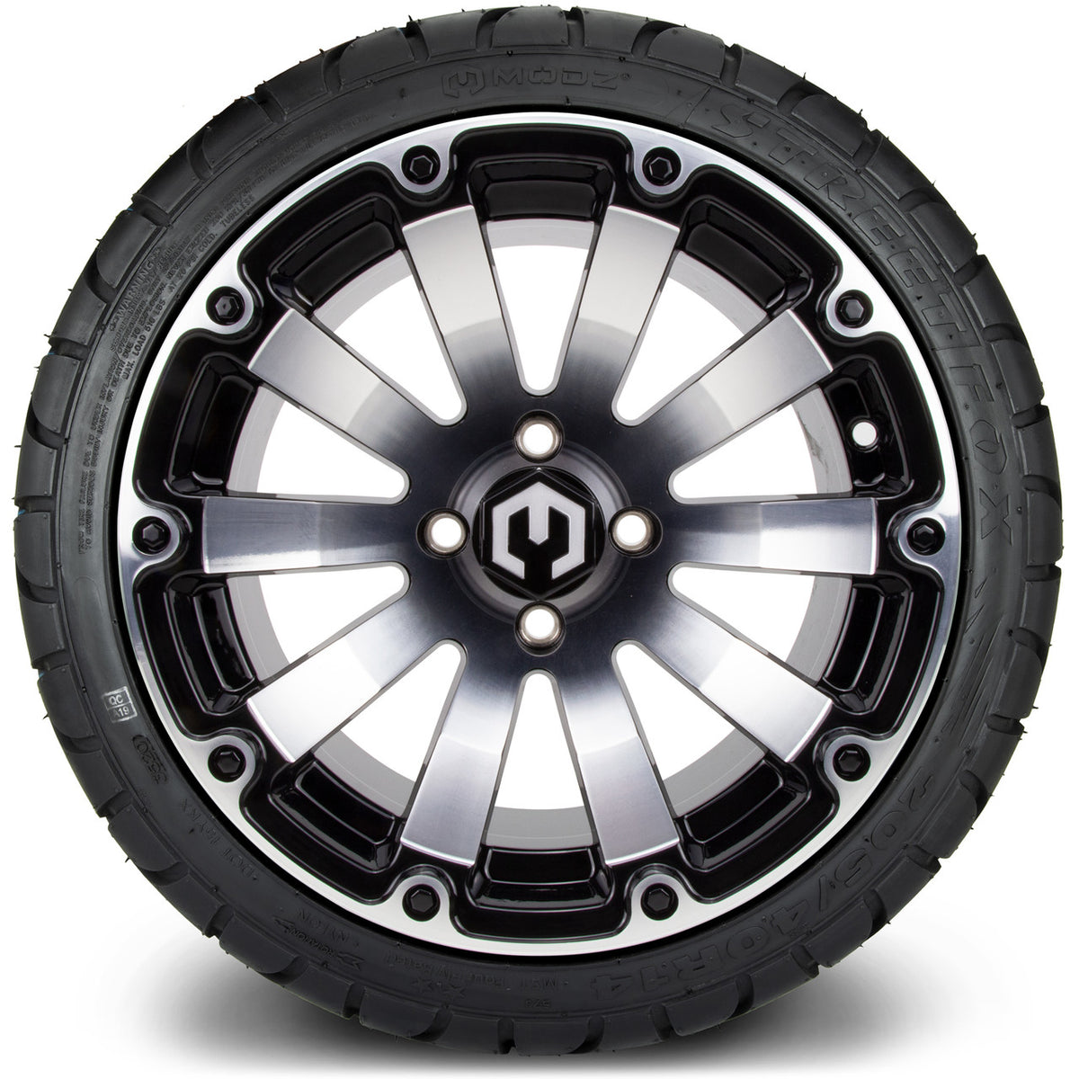MODZ® 14" Bomber Machined Black Wheels & Street Tires Combo