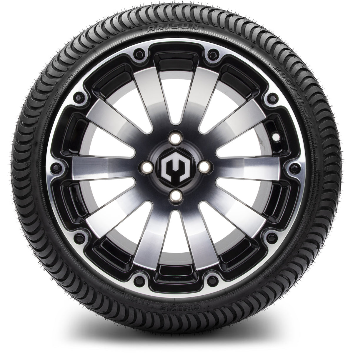 MODZ® 14" Bomber Machined Black Wheels & Street Tires Combo