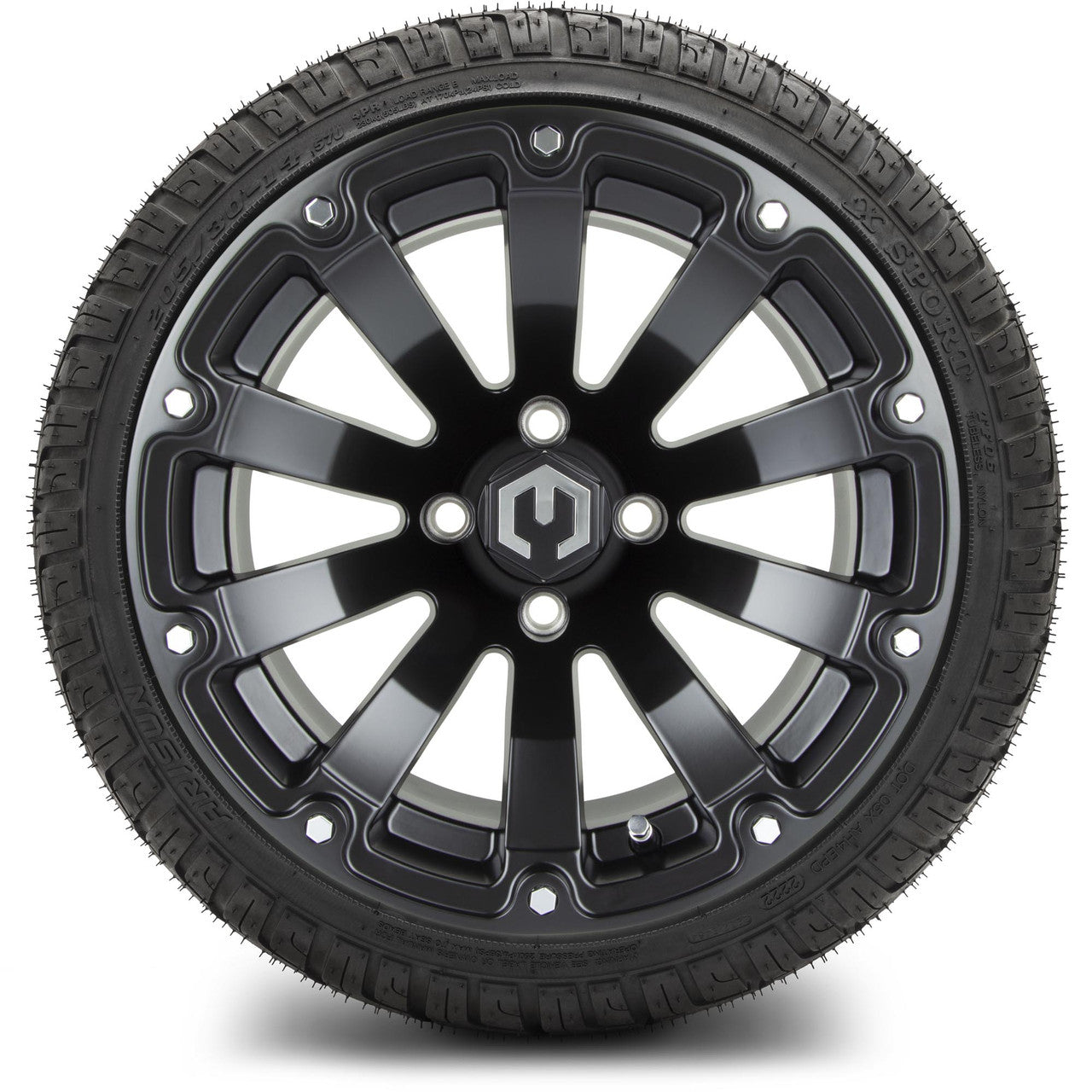 MODZ® 14" Bomber Matte Black Wheels & Street Tires Combo