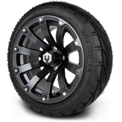 MODZ® 14" Bomber Matte Black Wheels & Street Tires Combo