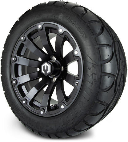 MODZ® 14" Bomber Matte Black Wheels & Street Tires Combo