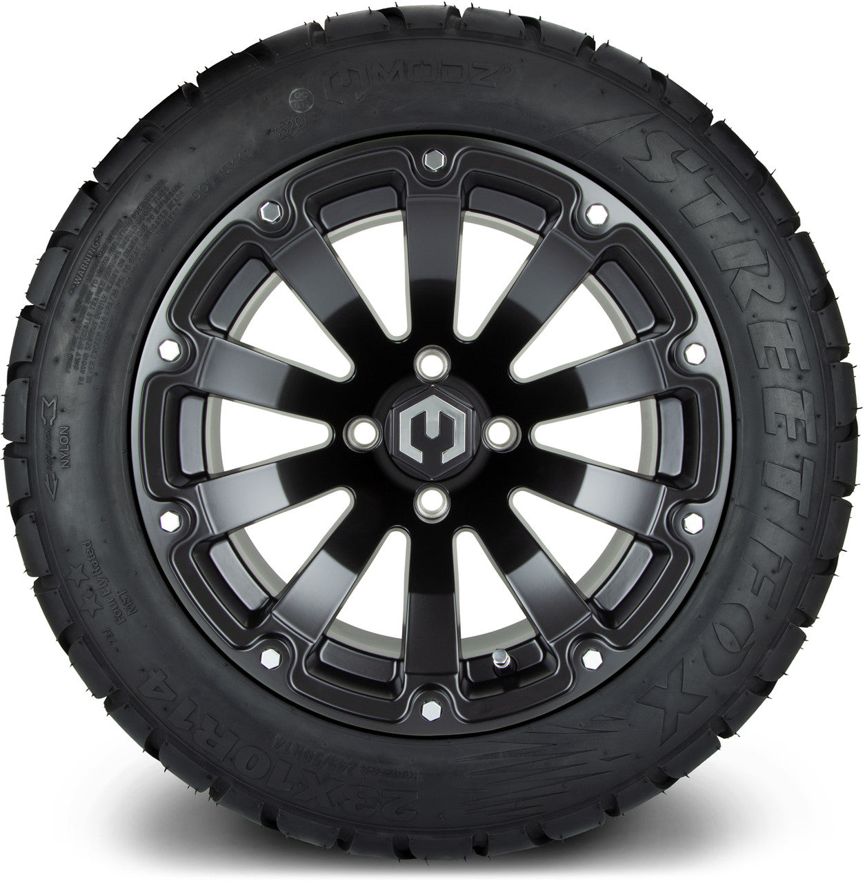 MODZ® 14" Bomber Matte Black Wheels & Street Tires Combo